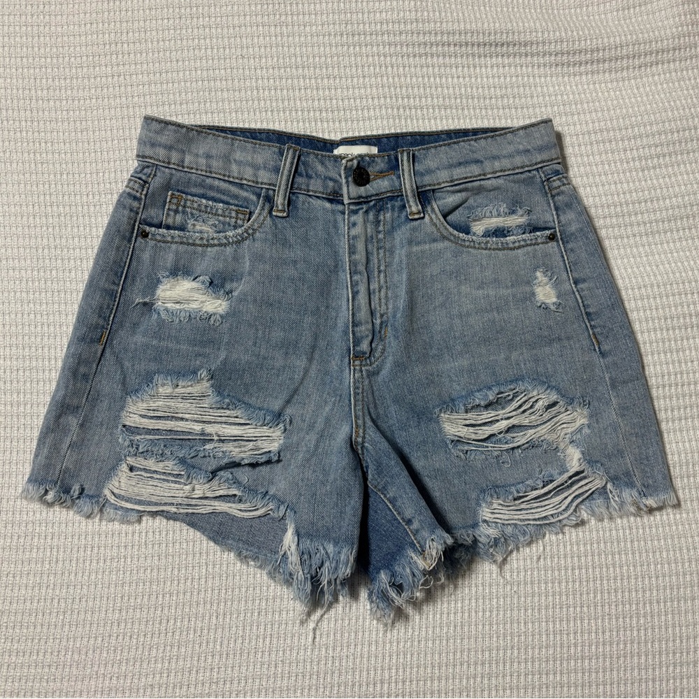 Women’s Distressed Light Blue Denim Shorts